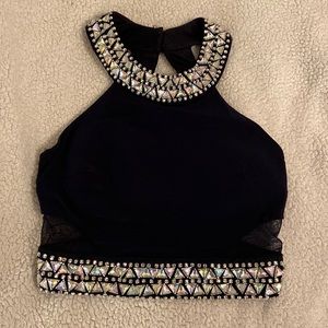 B Darlin- 2 Piece Navy Jeweled Dress